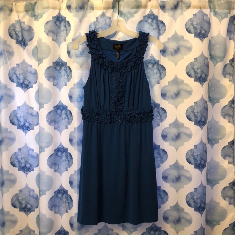 Royal blue sleeveless dress with flower detail